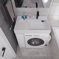 Madera Раковина над стиральной машиной Vega 80 R белая – фотография-8